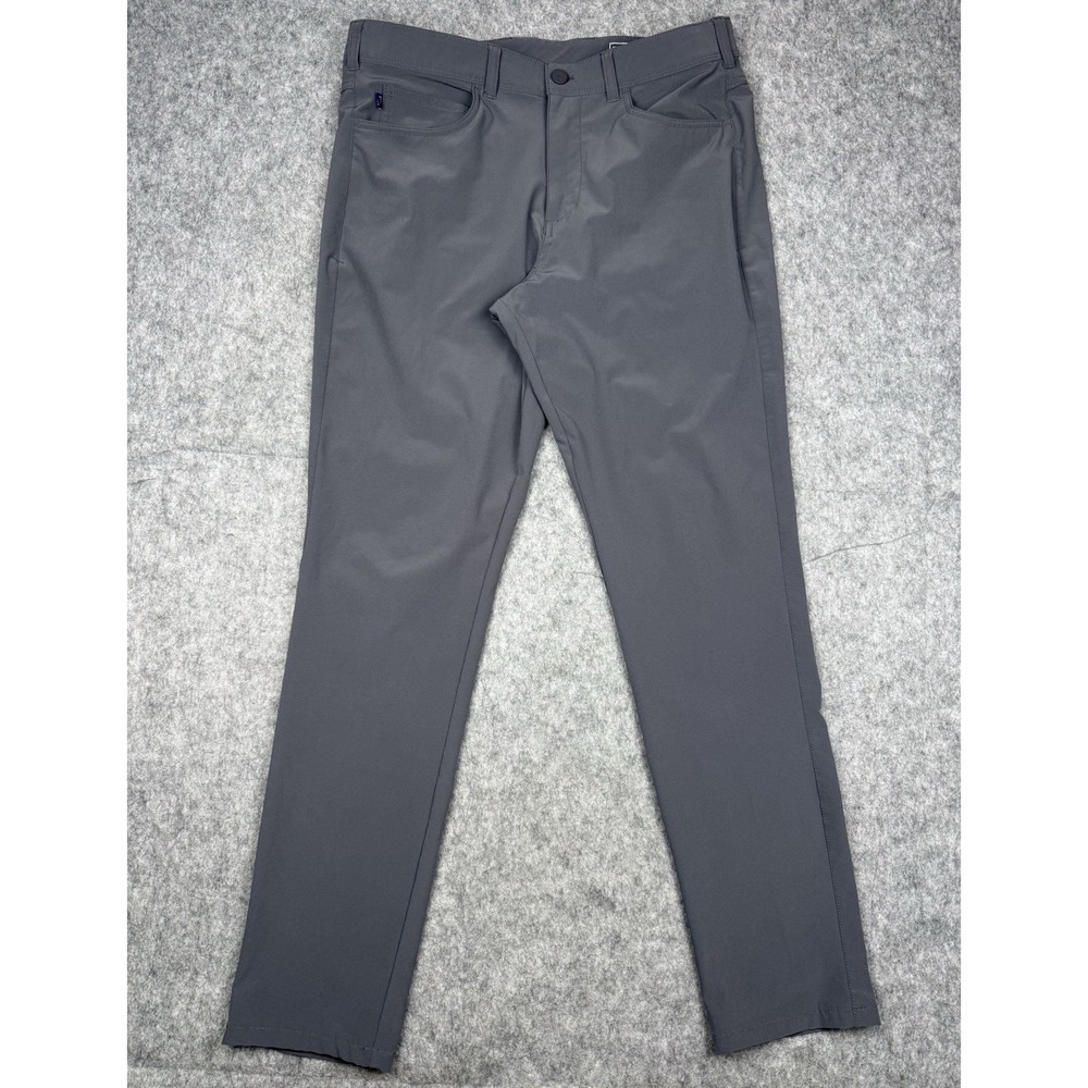 Mizzen+Main Helmsman Pants Mens 33x32 Gray Slim Performance Stretch Chino Golf